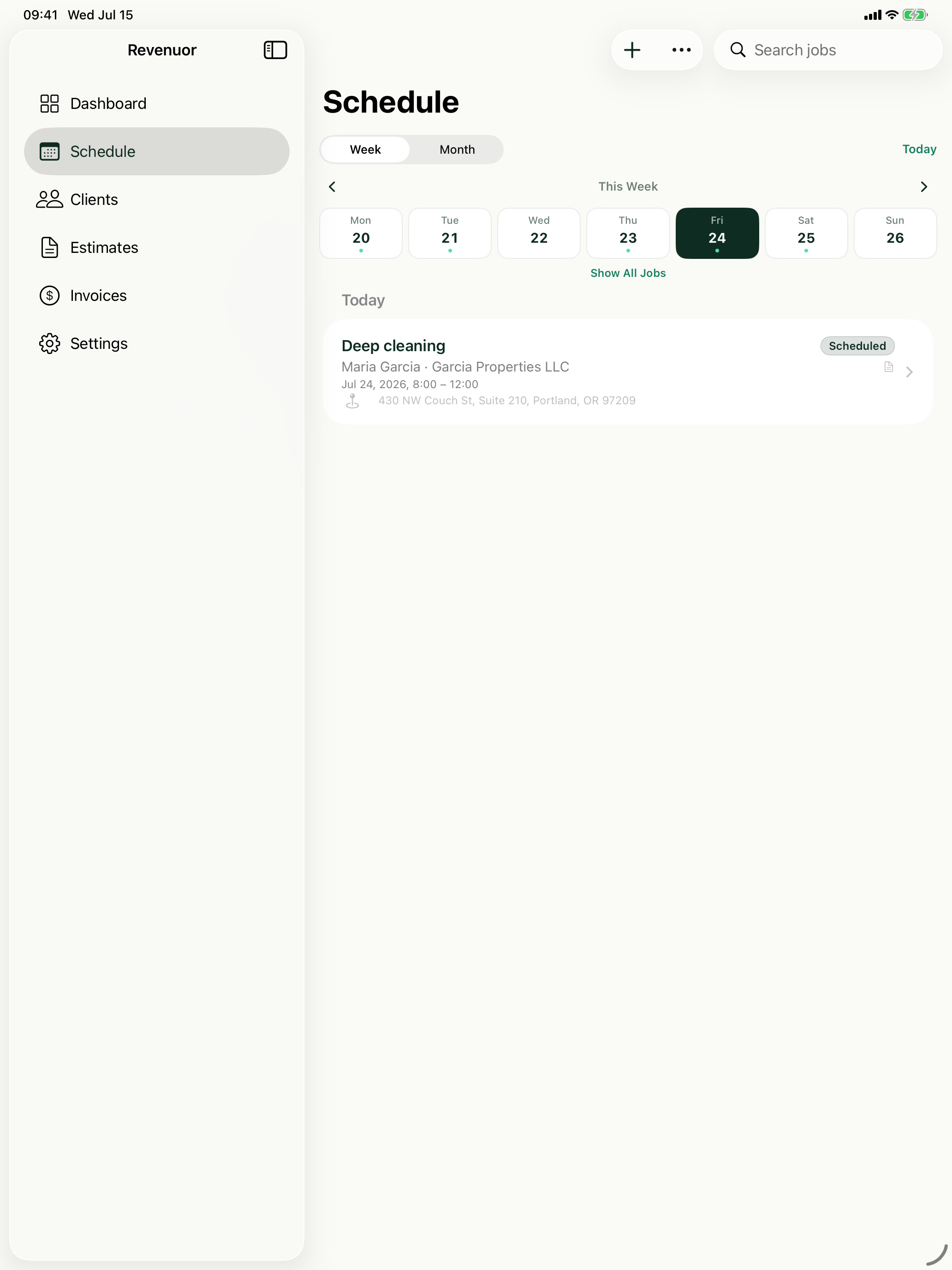 Revenuor schedule and documents on iPad